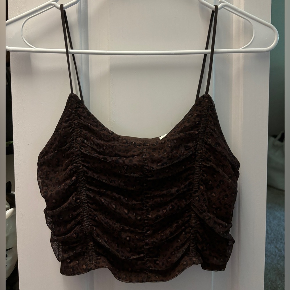 Pacsun Cheetah Ruched Crop Top